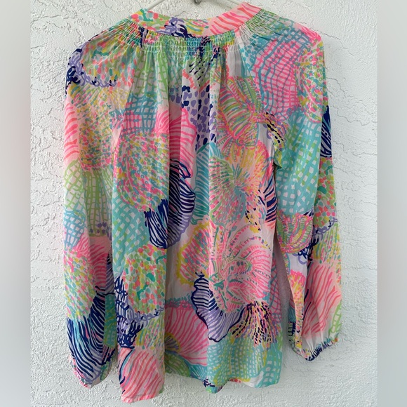 Lilly Pulitzer Silk Elsa In Roar of the Seas Button Down Blouse Small - Picture 4 of 11